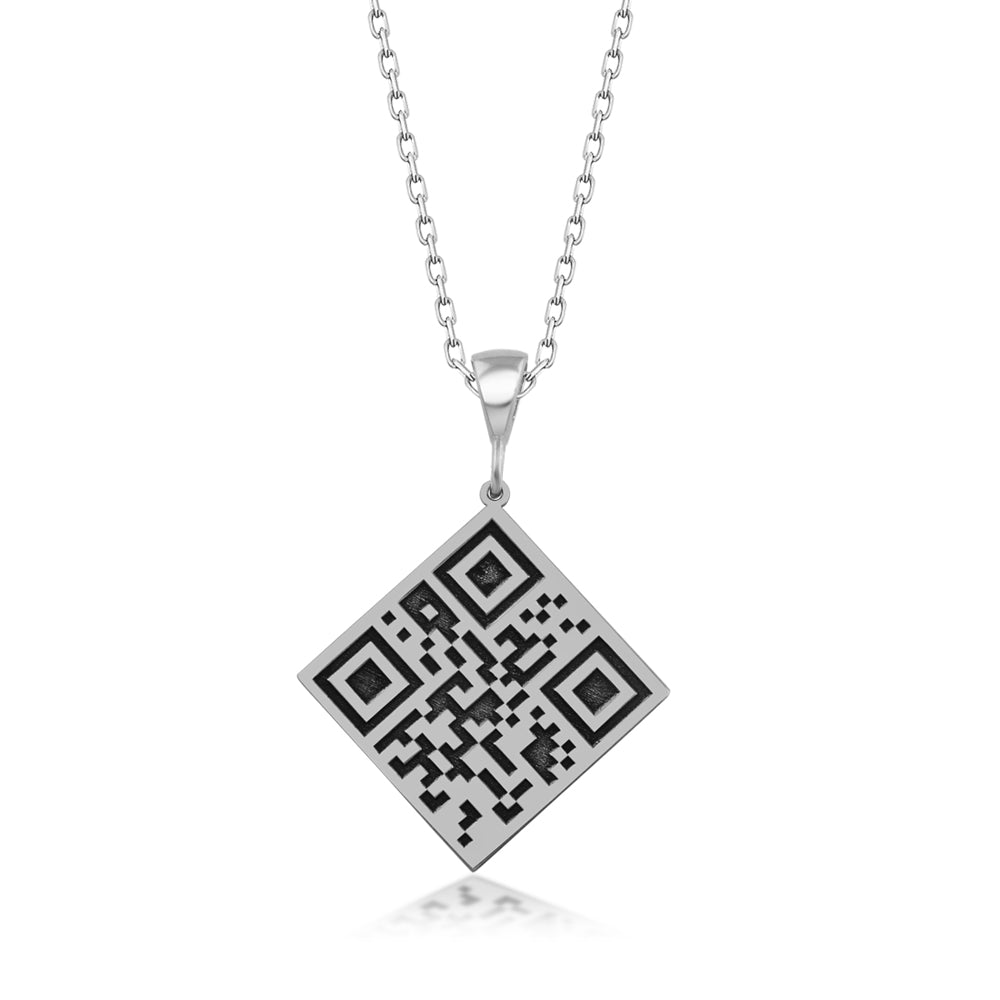 925 Sterling Silver Personalized QR Code Necklace