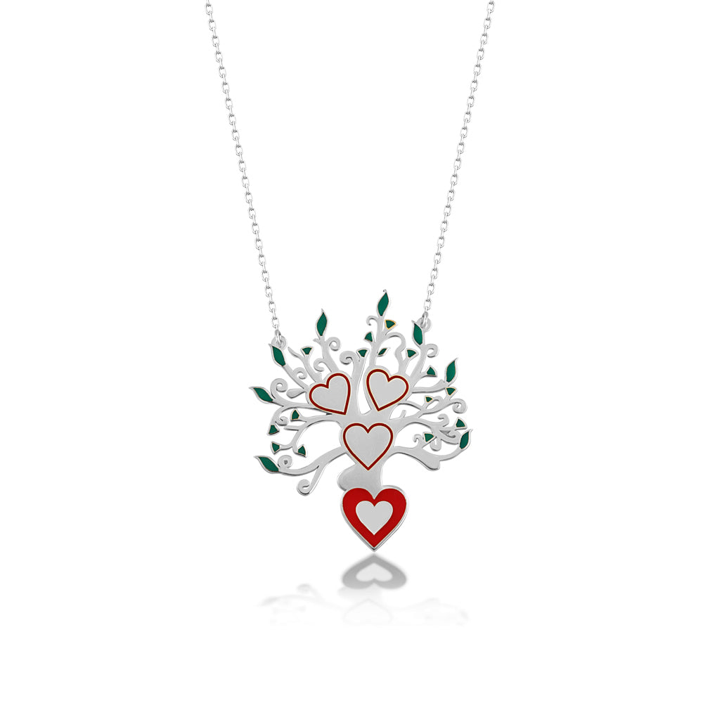 925 Sterling Silver Personalized Custom ıd Heart Tree Necklace