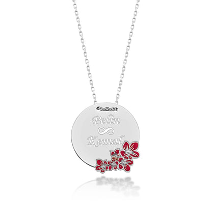 925 Sterling Silver Personalized Custom Name Flower Circle Necklace