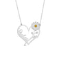 925 Sterling Silver Personalized Custom Name Daisy Heart Necklace