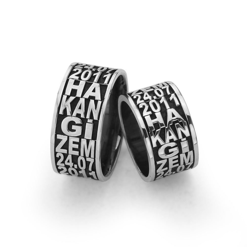 925 Sterling Silver Personalized Custom Name Wedding Ring