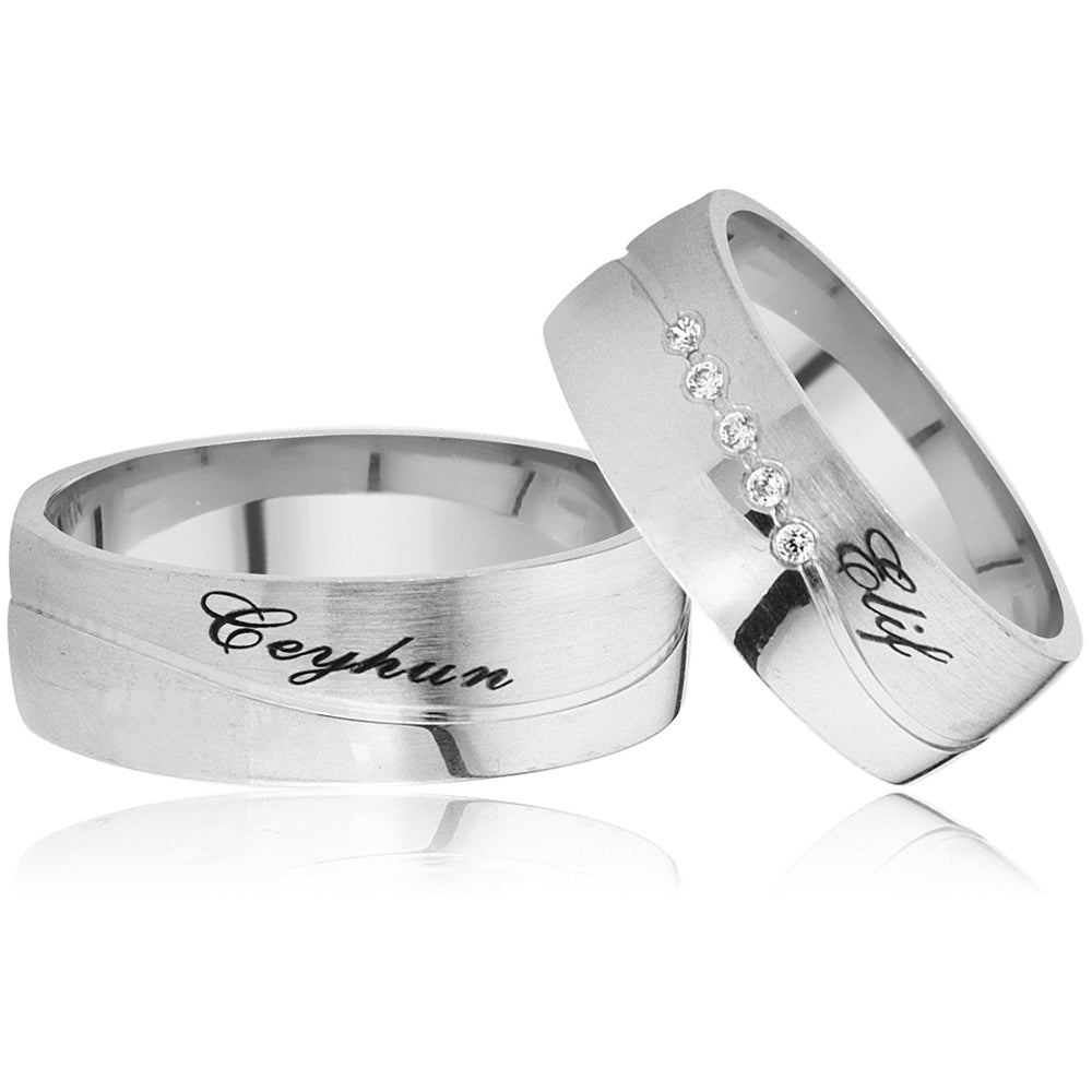 925 Sterling Silver Personalized Custom Name Wedding Ring