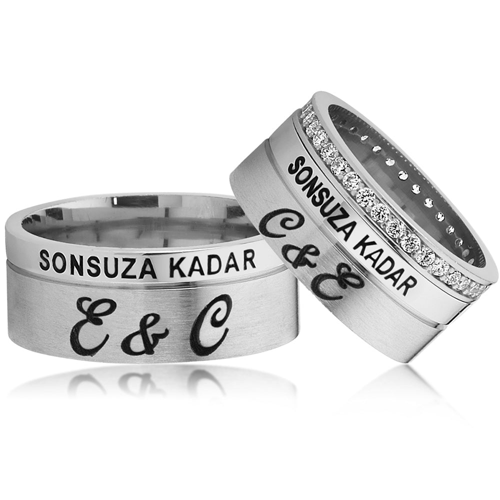 925 Sterling Silver Personalized Custom Name Wedding Ring