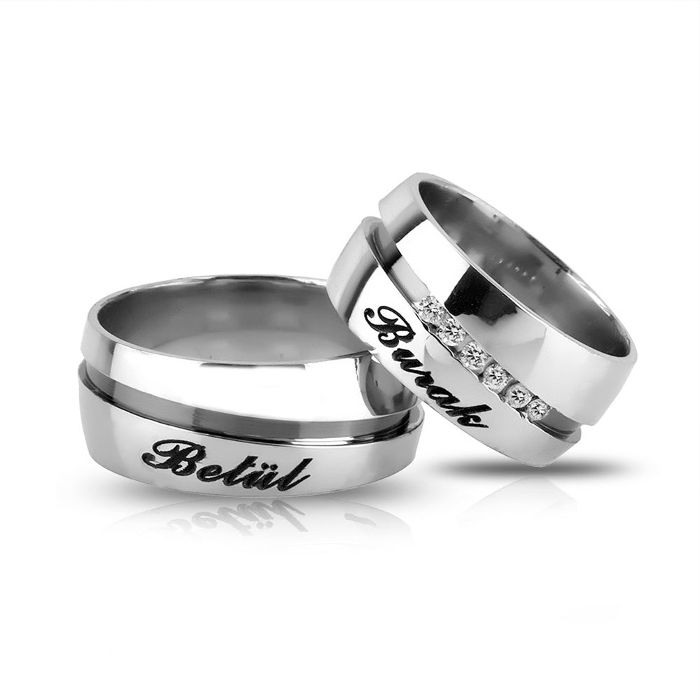 925 Sterling Silver Personalized Custom Name Date Wedding Ring