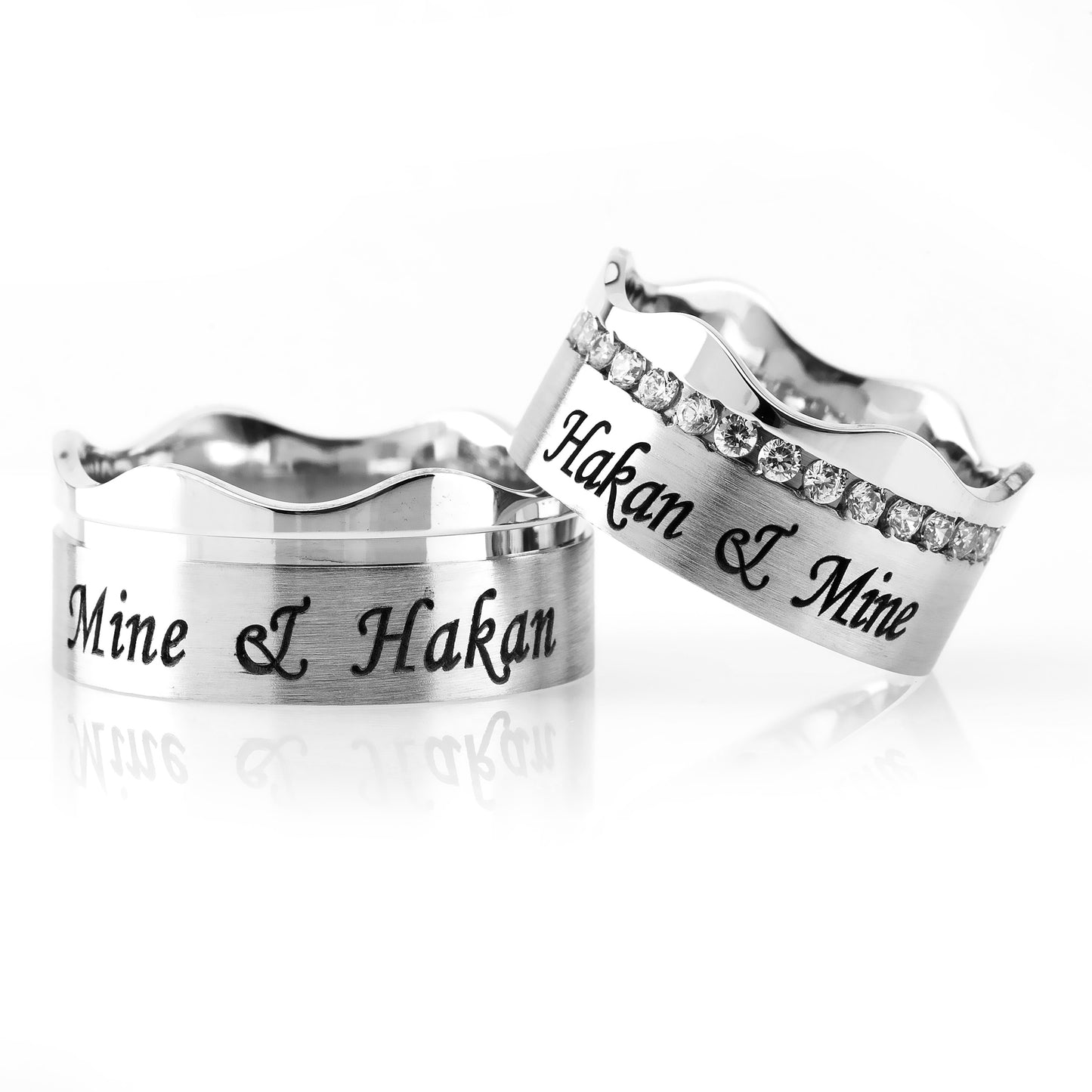 925 Sterling Silver Personalized Custom Name Crown Wedding Ring