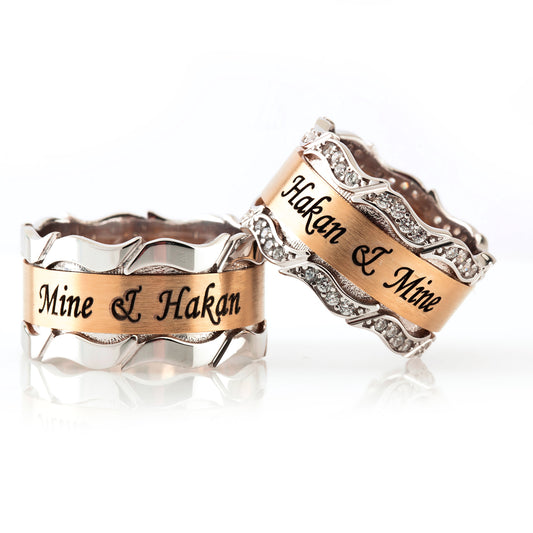 925 Sterling Silver Personalized Custom Name Wedding Ring