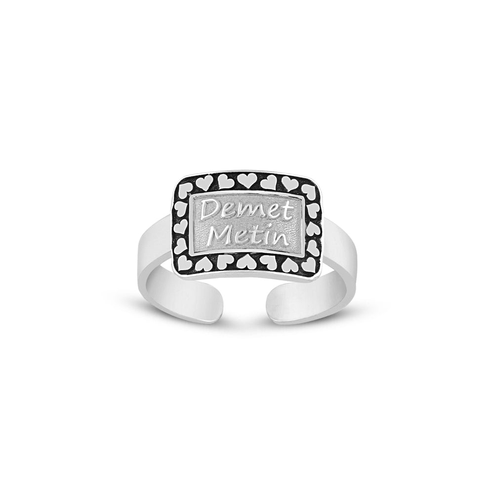 925 Sterling Silver Personalized Custom Adjustable Name Ring