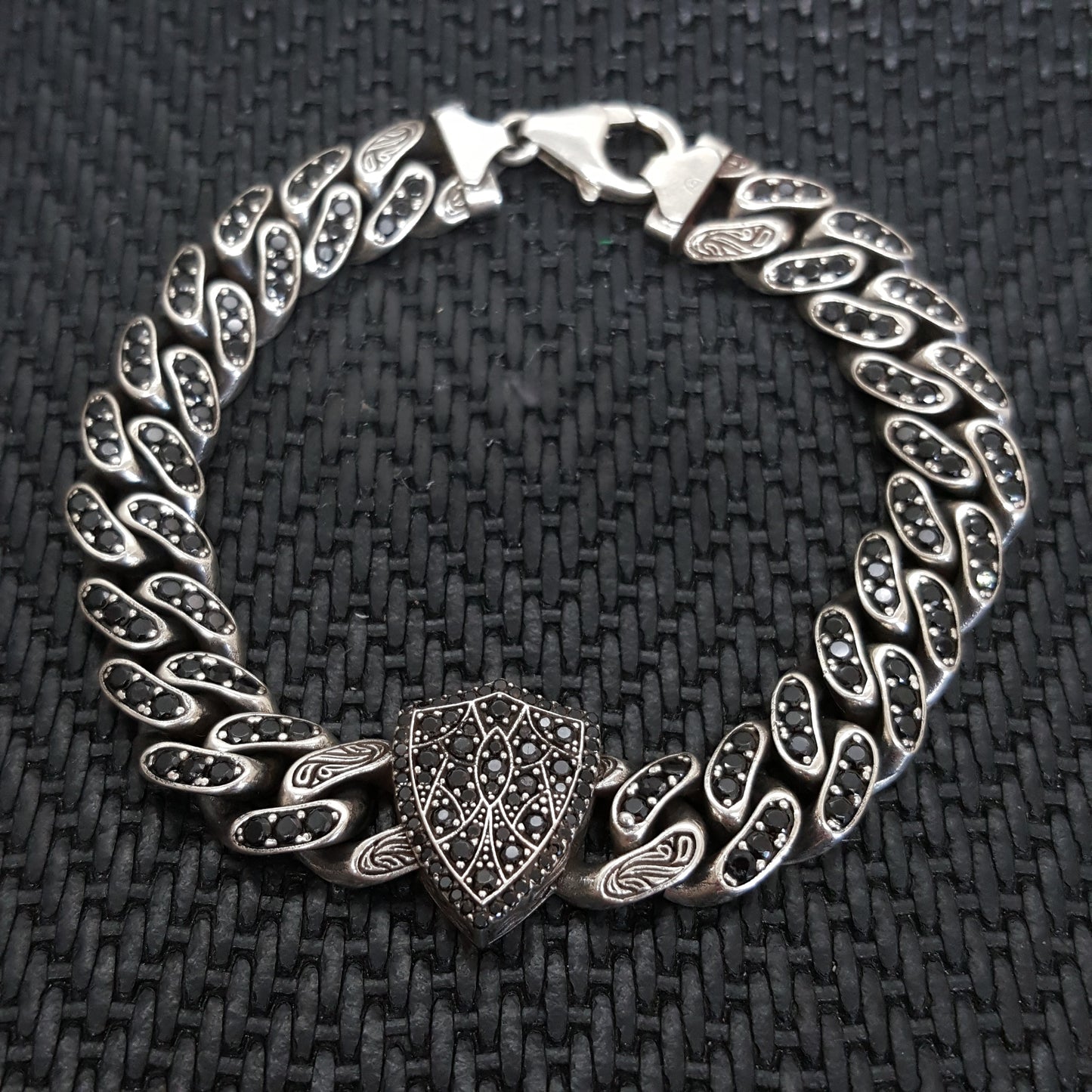 Embroidered Handmade Men Bracelet 925K Sterling Silver Etnic Men Jewellery