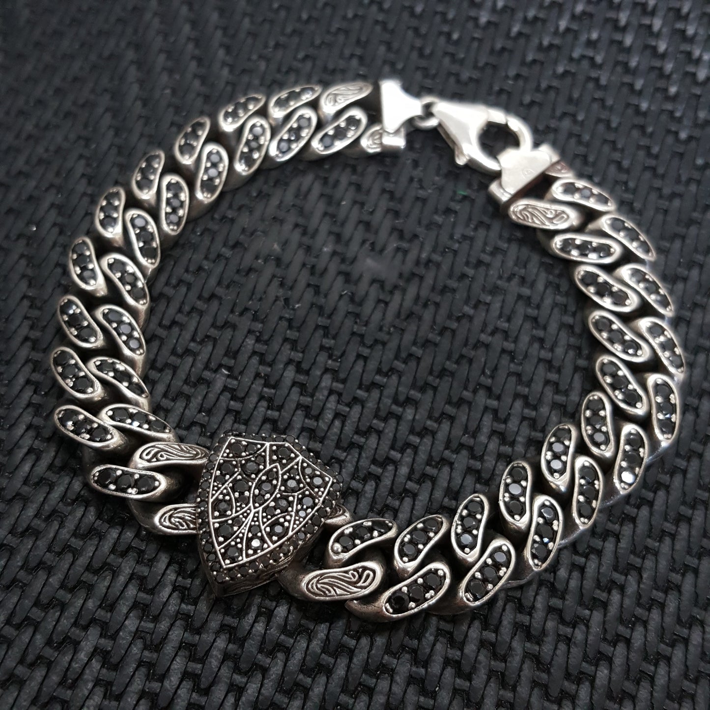 Embroidered Handmade Men Bracelet 925K Sterling Silver Etnic Men Jewellery