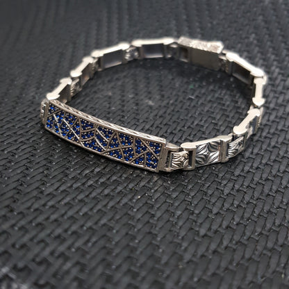 Embroidered Handmade Men Bracelet 925K Sterling Silver Etnic Vintage Jewellery