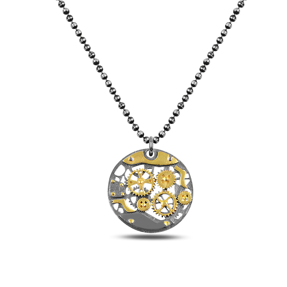 925 Sterling Silver Clockwork Oxidized Necklace