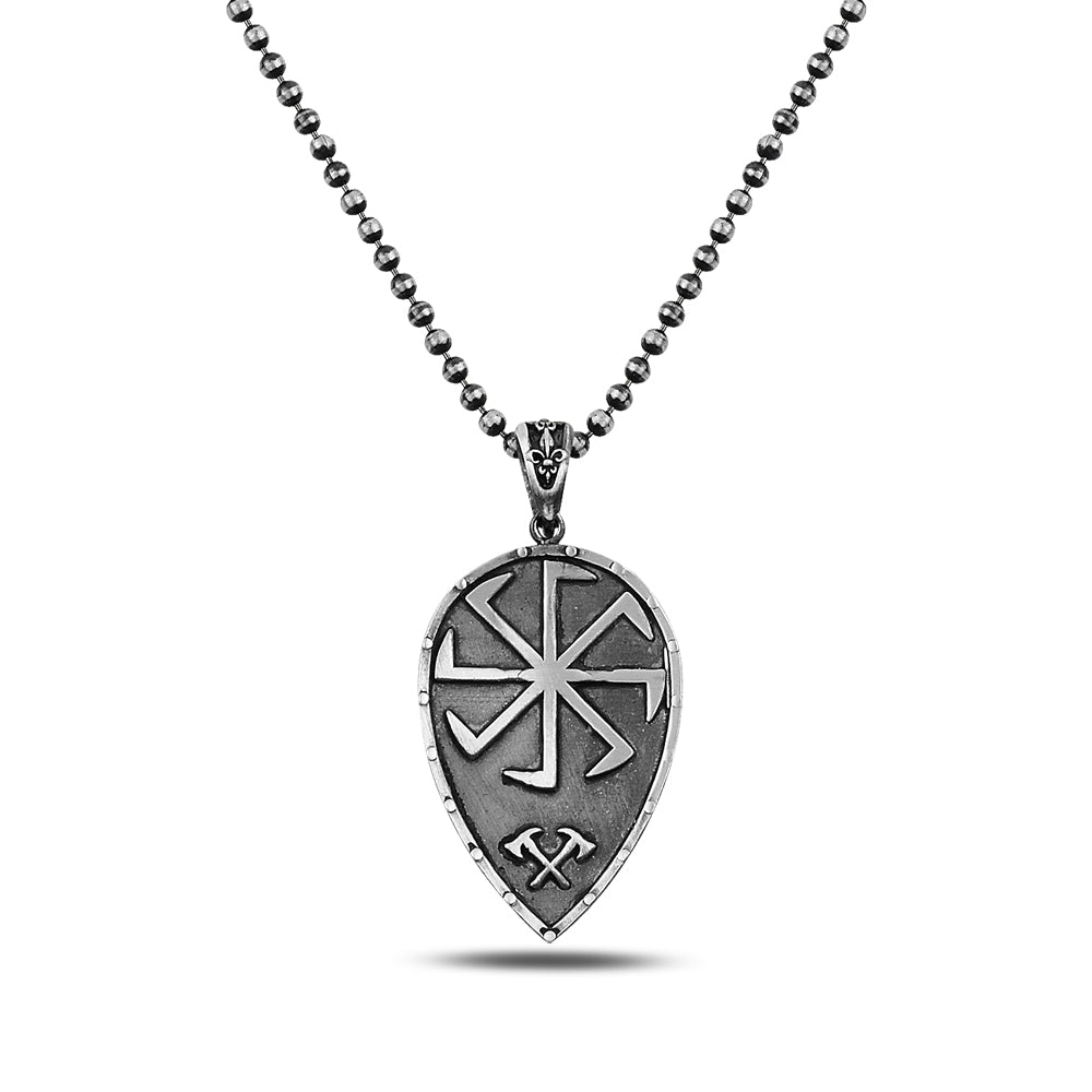 925 Sterling Silver Shield Oxidized Necklace