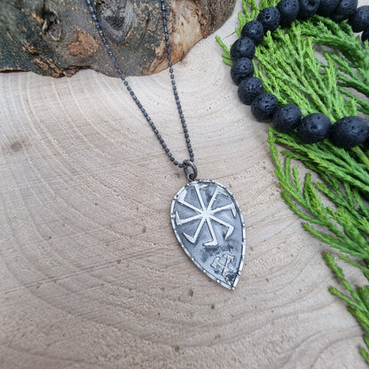 925 Sterling Silver Shield Oxidized Necklace