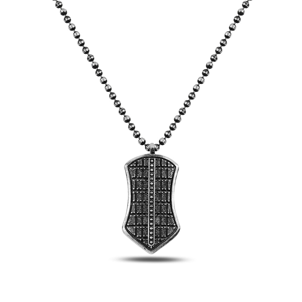 925 Sterling Silver Gray Shield Necklace