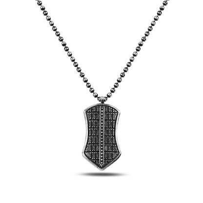 925 Sterling Silver Gray Shield Necklace