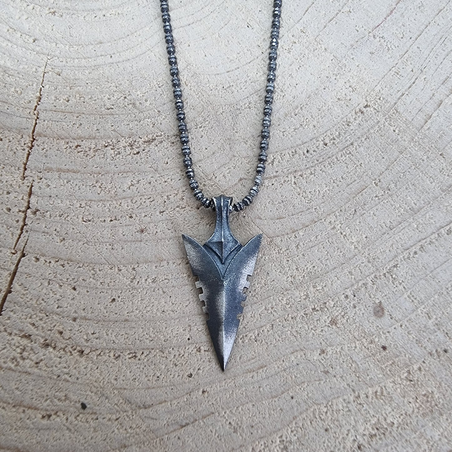 925 Sterling Silver Oxidized Spearhead Necklace