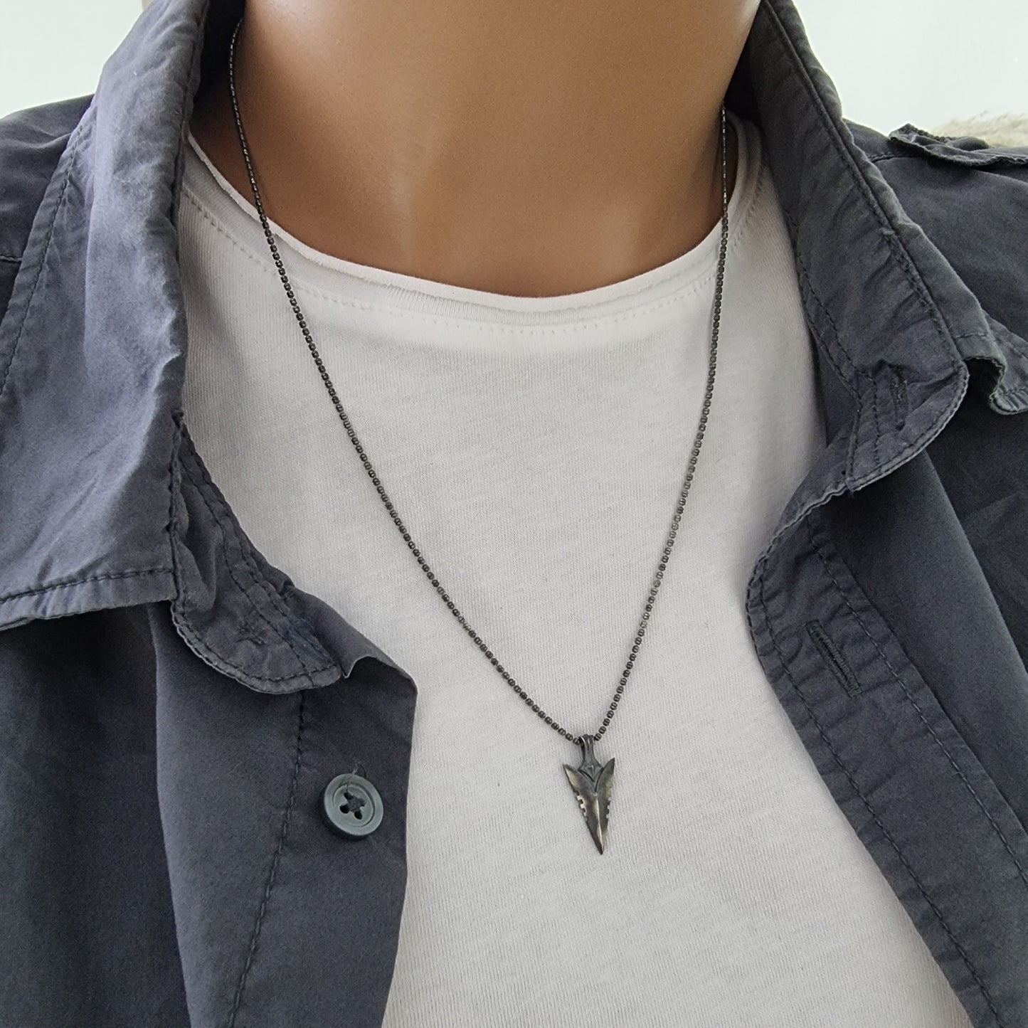 925 Sterling Silver Oxidized Spearhead Necklace