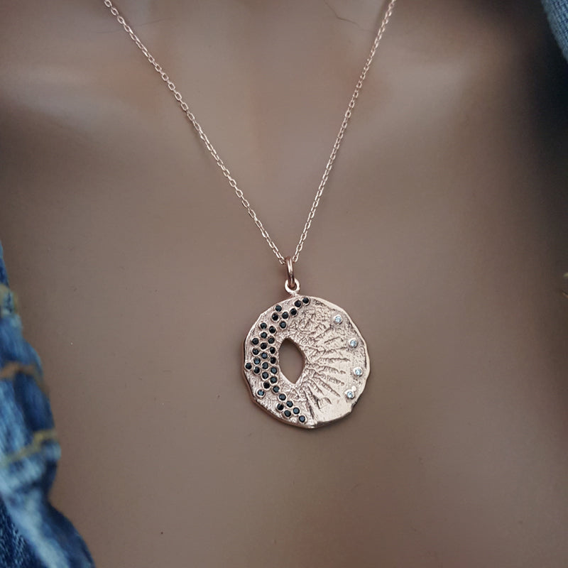 925 Sterling Silver Sun Moon Women Necklace