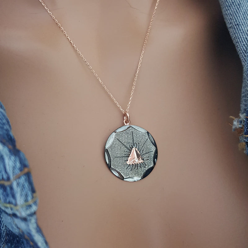 925 Sterling Silver Eye of Providence Women Necklace