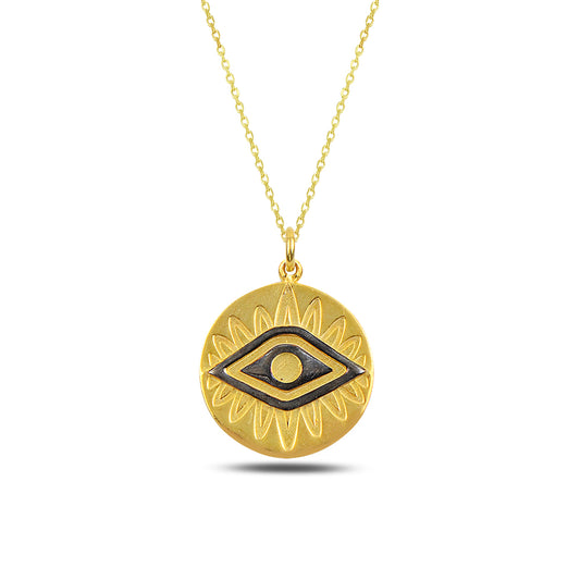 925 Sterling Silver Antique Eye of Providence Coin Necklace