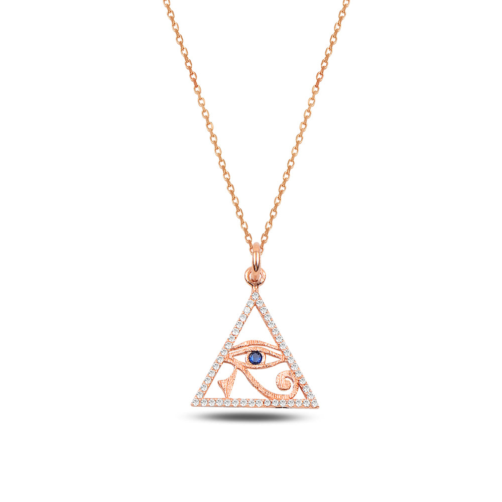 925 Sterling Silver Ruby Ra Triangle Eye Necklace