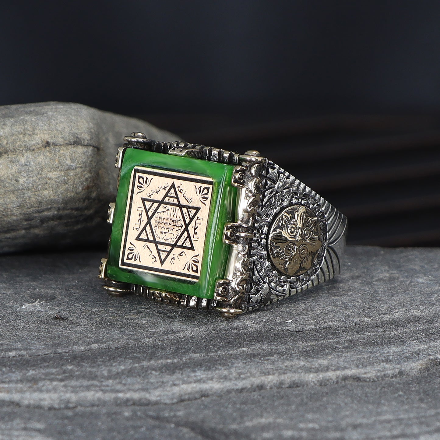 Seal Of Solomon Signet Men Ring 925 Silver Luxury Handmade Men Ring Turkish Wholesales Silver Jewelry