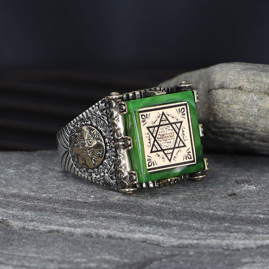 Seal Of Solomon Signet Men Ring 925 Silver Luxury Handmade Men Ring Turkish Wholesales Silver Jewelry