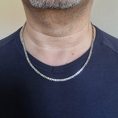 925 Sterling Silver Byzantine Chain Men Necklace