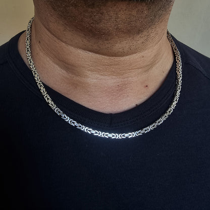 925 Sterling Silver Byzantine Chain Men Necklace