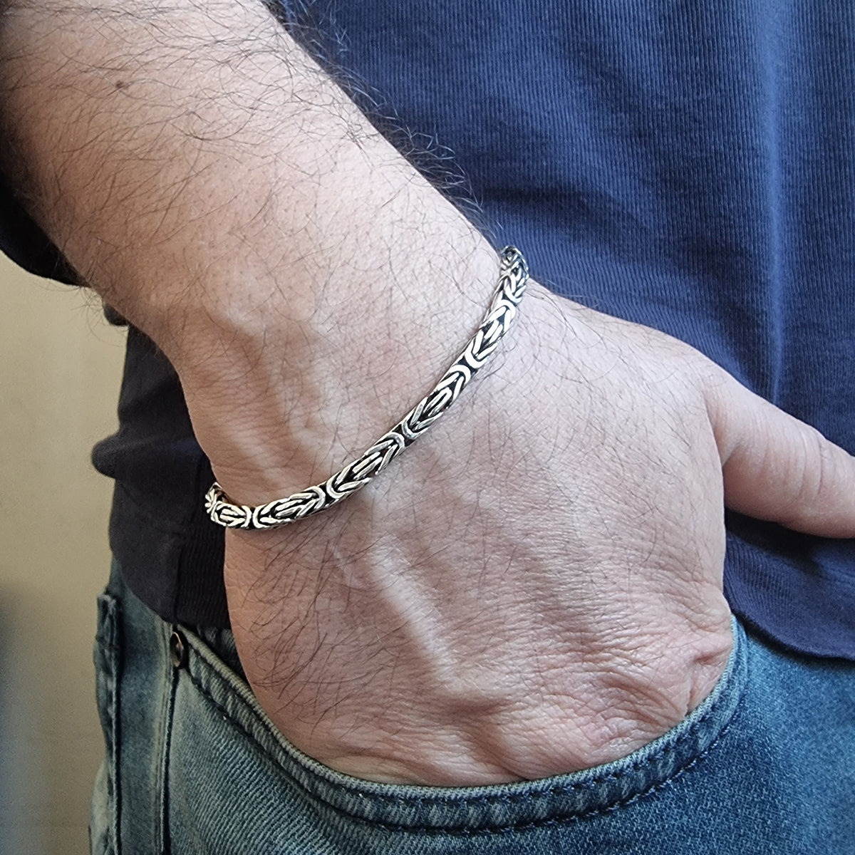 925K Silver Byzantine Men Bracelet