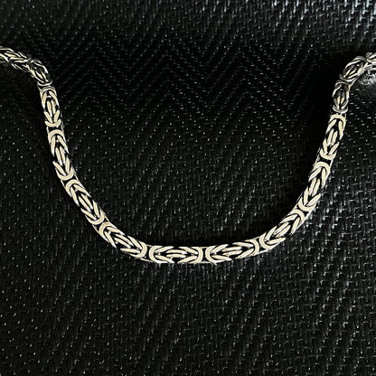 925 Sterling Silver Byzantine Chain Men Necklace