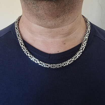 925 Sterling Silver Byzantine Chain Men Necklace