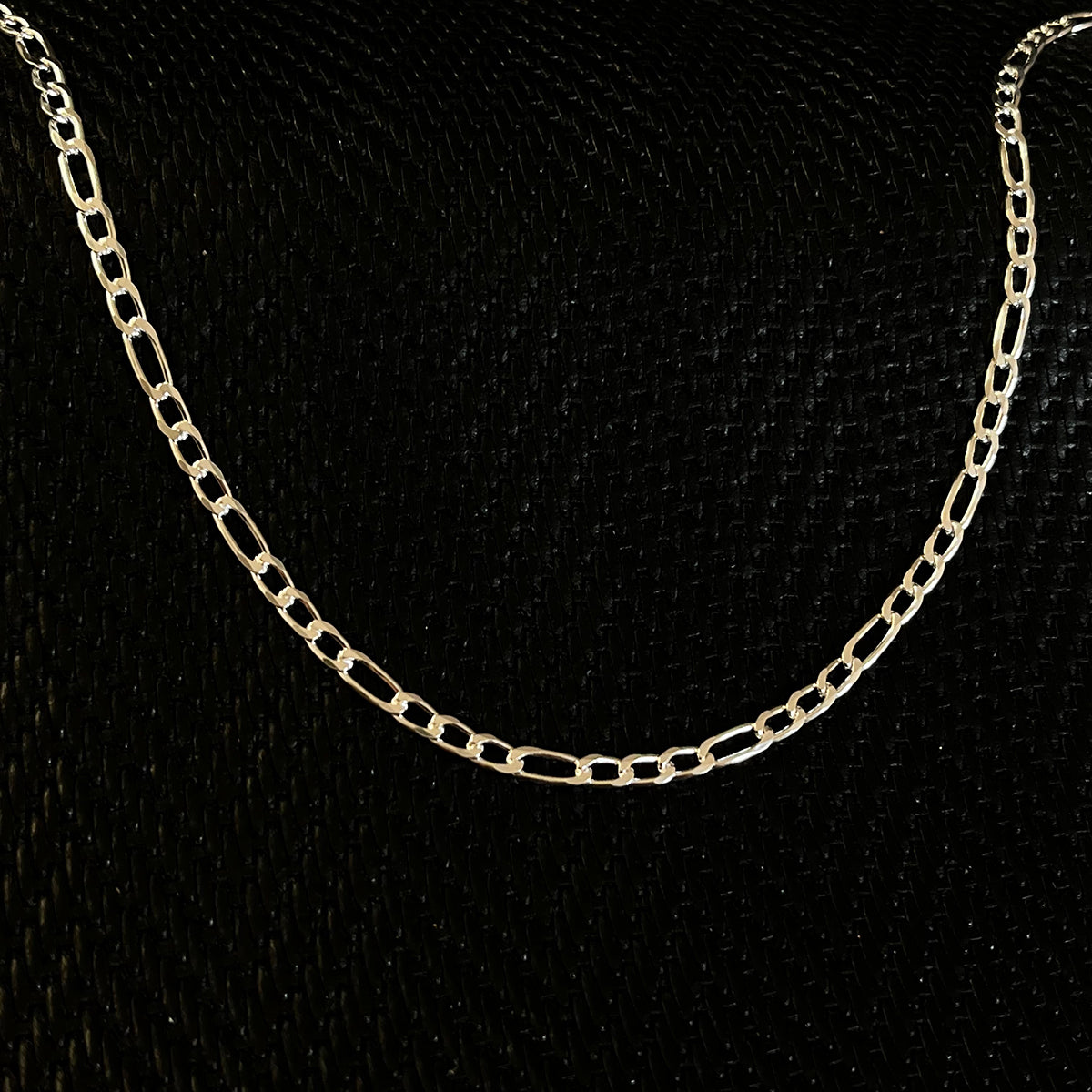 925K Sterling Silver Figaro Chain Men Necklace