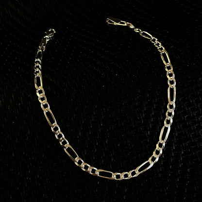 925K Sterling Silver Figaro Chain Men Bracelet