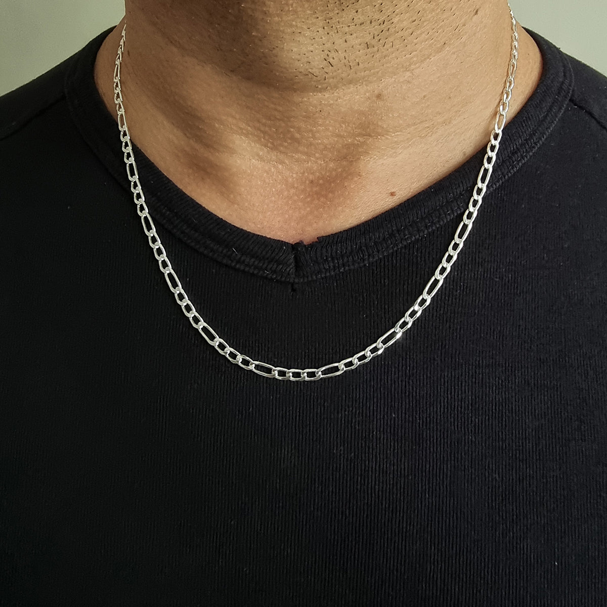 925K Sterling Silver 5 mm Figaro Chain Necklace