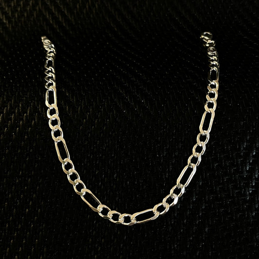 925K Sterling Silver Figaro Chain Men Bracelet