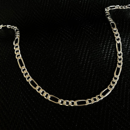 925K Sterling Silver Figaro Chain Men Necklace