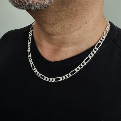 925K Sterling Silver Figaro Chain Men Necklace