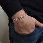 925K Sterling Silver Figaro Chain Men Bracelet