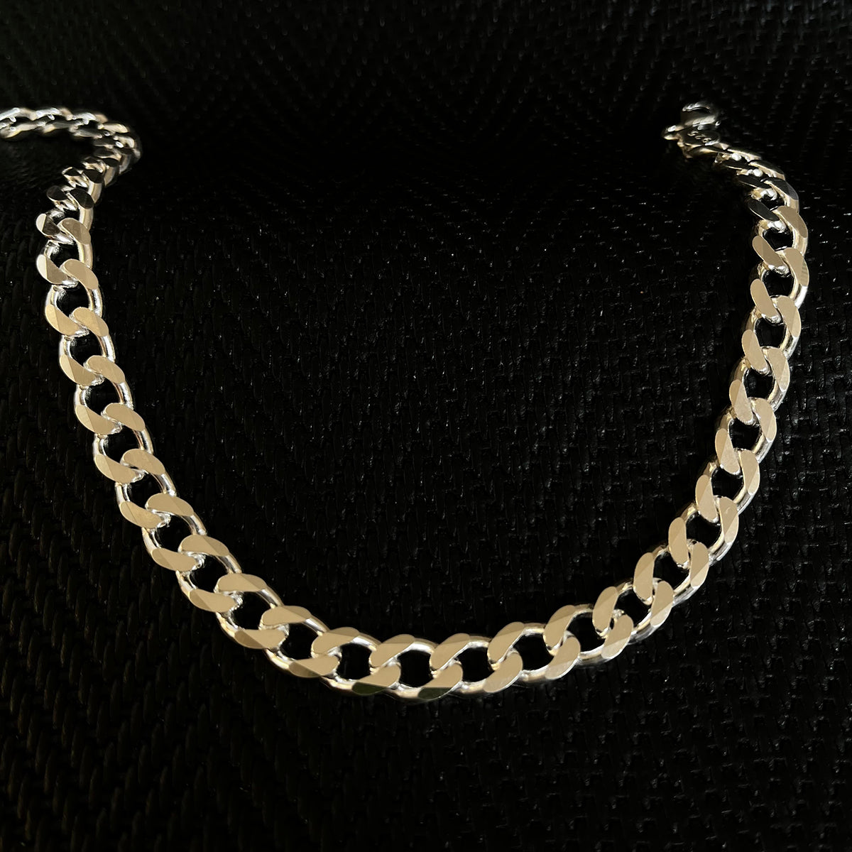 925K Sterling Silver 9mm Sparse Curb Chain Men Necklace