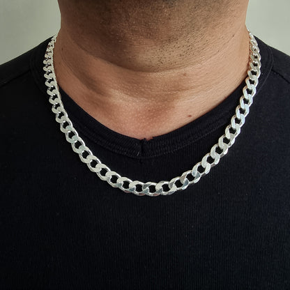 925K Sterling Silver 9mm Sparse Curb Chain Men Necklace