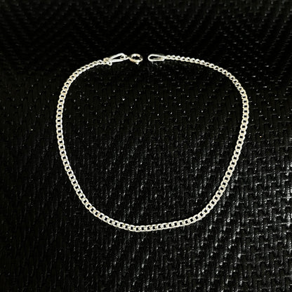 925K Sterling Silver Tight Curb Chain Men Bracelet