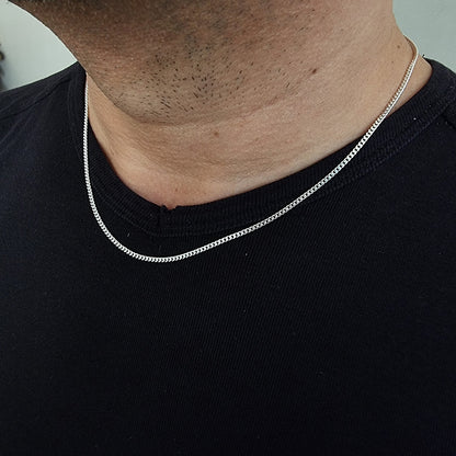 925 Sterling Silver Tight Curb Chain Men Necklace