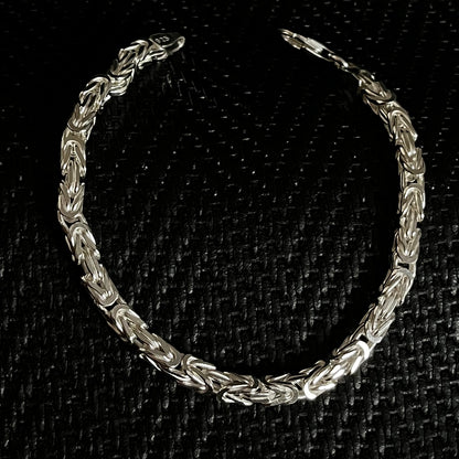 925K Sterling Silver Byzantine Chain Men Bracelet