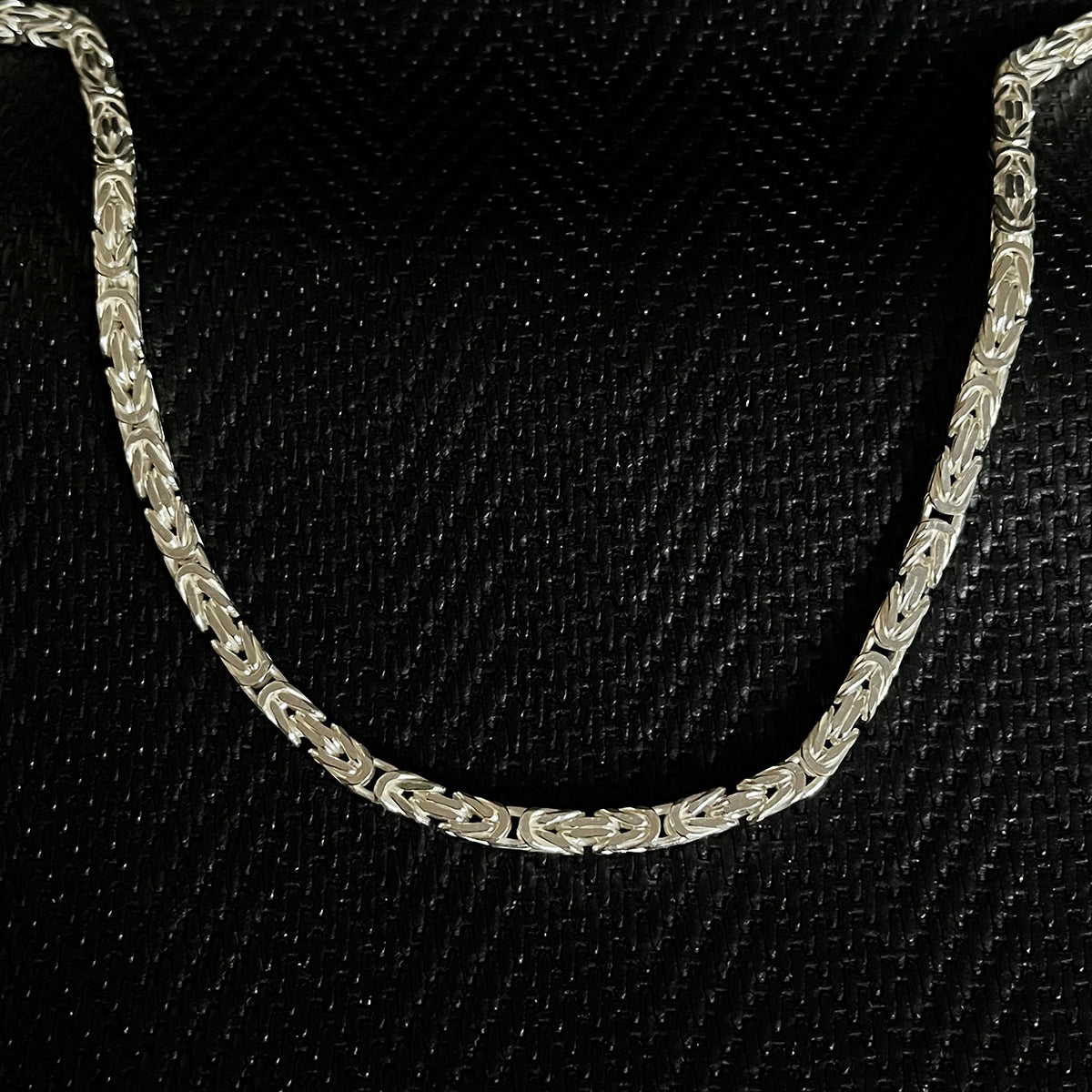 925K Sterling Silver Square Byzantine Chain Men Necklace