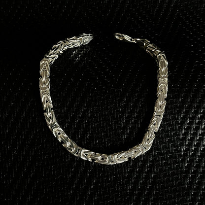 925K Sterling Silver Byzantine Chain Men Bracelet