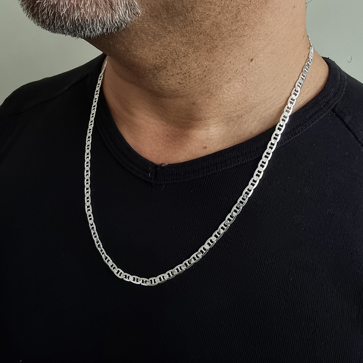 925K Sterling Silver Forsa Marinar Chain Men Necklace