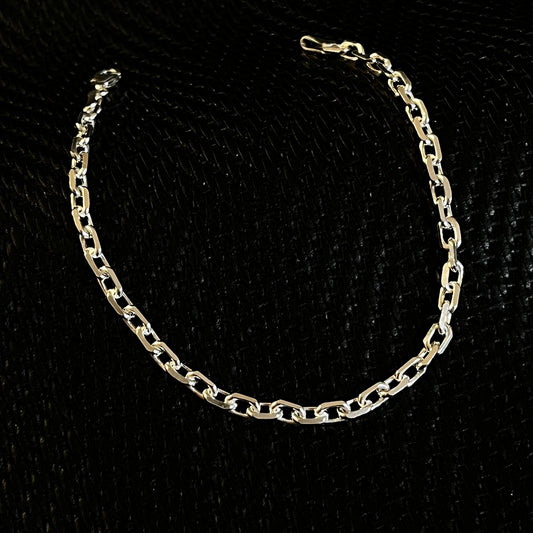 925K Sterling Silver 4 mm Oval Rolo Chain Bracelet