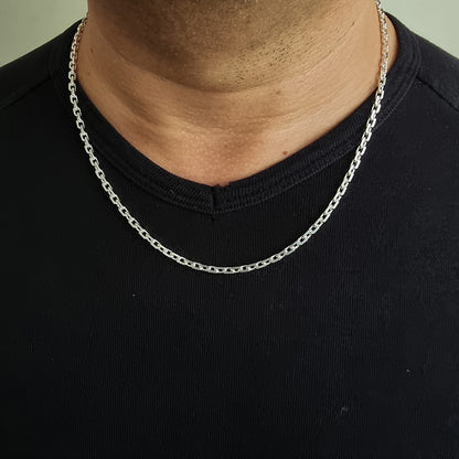 925K Sterling Silver 4 mm Oval Rolo Chain Necklace