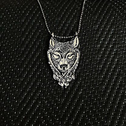 925 Sterling Silver Wolf Head Art Design Men Necklace